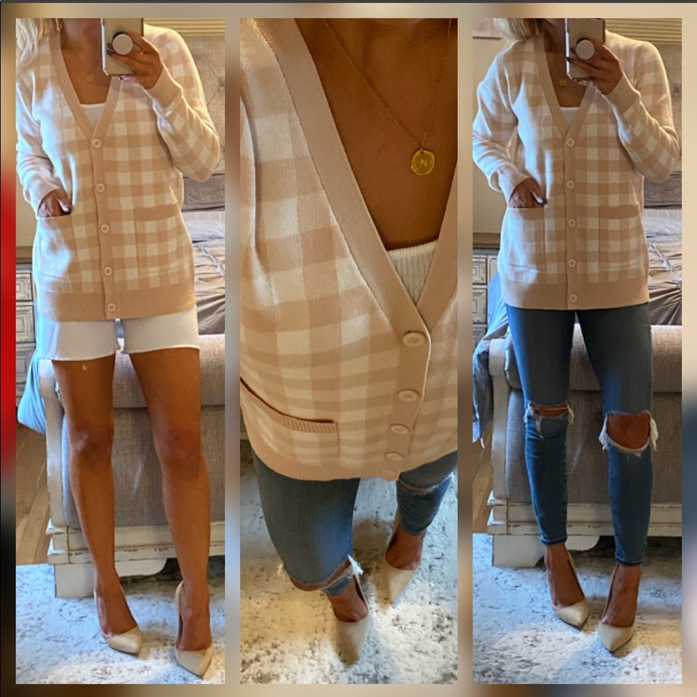 New Color ♥️Gingham pocket cardi sweater - Picture 10 of 13